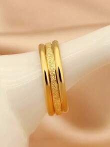 3pcs Stainless Steel 18K Gold Plated Fashion Rings Set, Suitable For Girl's Daily Wear Or Gift - Gold - View 2