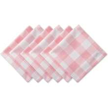 Mantel Cuadrado de Algodón DII, 1.32 x 1.32, Servilleta, Cuadros de Búfalo Rosa y Blanco, Servilleta, 1 - Blanco y negro - Ver 1