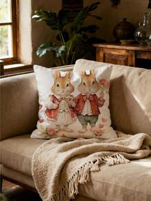 1pc/4pcs 17.7*17.7 Inch/45x45cm Spring Easter Sofa Throw Pillow Cover, High Definition Polyester Easter Printed Cushion Cover, Easter Hello, Rabbit And Egg Pattern, Home Living Room Decor, Bedroom Decor, Sofa Decor (Pillow Insert Not Included) - Multicolor - View 5