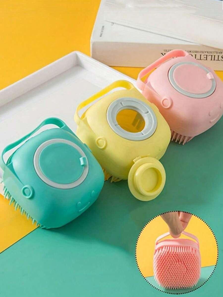 1pc Soft Silicone Body Brush, Gently Exfoliates And Massages - Also An Effective Home Bathing Tool, Storage Bag, Organizer, Container, And Hair Clip