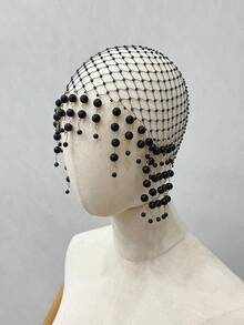 1pc Asymmetrical Pearl Embellished Headpiece With Rhinestones, Luxury Women Hair Accessory - Multicolor - View 21