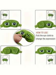 1个可爱青蛙睡眠眼罩，采用萌趣青蛙眼睛和耳朵设计 - 柔软舒适的眼罩，适合旅行、小憩、夜间睡眠 - 舒缓眼部防护罩，S码（轻薄不臃肿） - 彩色 - 查看 6