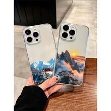 Huangshan (Yellow Mountain) Landscape  Case for  17 Pro Max – Scenic Design Silicone Cover Compatible with  16/15/14/13/12/11/XS Max/8 Plus/SE, Clear Soft Full-Body Shockproof Case for Men & Women - Amarillo Mostaza - Ver 10
