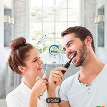 CEPILLO ELECTRICO DE DIENTES X3 CON 4 CABEZALES, CERDAS SUAVES, RECARGABLE POR USB - Negro - Ver 3