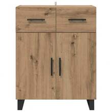 Larryhot Credenza Rovere artigianale 69,5 x 34 x 90 cm Legno multistrato,Robusto e durevole, facile da montare, la scelta ideale per l'arredamento della casa - Castano - Visualizzare 6