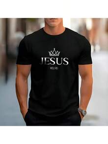 Men's Basic Jesus Stylish T-Shirt 100% Cotton Round Neck Premium Line COD050 - Black - View 3