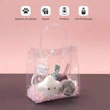 zxr 40PCS Bolsas de Regalo de PVC Transparente con AsasBolsas de Plástico Reutilizable con Rafia 500 Pcs Pegatinas de Amor Bolsas de Dulces Bolsa de Compras para Bodas Cumpleaños Fiestas 20x20x9 cm125 - Transparente - Ver 2