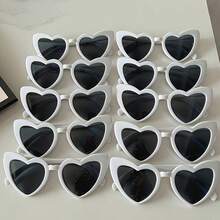 10 piezas Gafas de moda con forma de corazón, accesorio de moda perfecto unisex para fiestas, bodas, fotografía de Navidad y Año Nuevo, con marco blanco y lentes negros, gafas de moda, gafas de decoración para bodas, regalo de boda, accesorios para damas de honor y padrinos - Multicolor - Ver 2