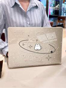 1pc Shiny Transparent Acrylic Laptop Protective Case: Featuring A Pixelated Candy Cat Pattern, Lightweight And Shock-Absorbing, 3D Ventilation Design, Suitable For Various Models (E.G. Air 13 2025/Pro 16 M4), Essential Protective Case For Office And Study - Clear - View 4