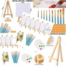 Caballetes para Pintar Niños de Artista Caballete de Pintura Set 6 Mini Lienzos para Pintar Paneles Blancos Imprimados 10x10 cm con 10 Pinceles para Suministros de Fiesta de Pintura ArtisticaDurable, Sólido,cultivating children's interests - Blanco - Ver 1