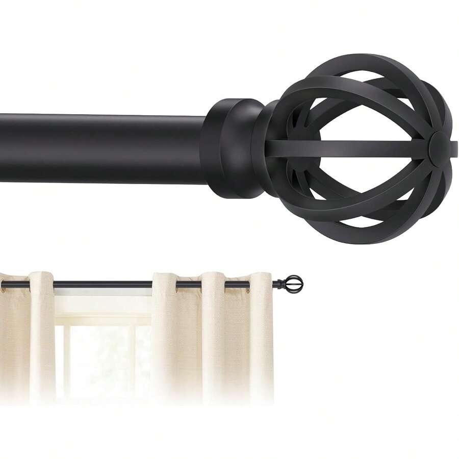 Black Curtain Rods For Windows 28 To 48 Inch, 5/8 Diameter Heavy Duty Metal Adjustable Small Drapery Rod With Bracket,Curtain Rods,Curtain Rods For Windows,Curtain Rods