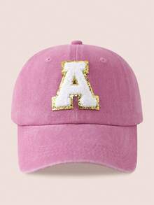 1顶男女通用26字母水洗棒球帽，遮阳帽，适合户外活动和日常佩戴，防紫外线 - 金標-粉紅水洗帽 - 查看 25