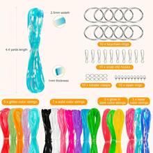 PP OPOUNT Lanyard String Kit For Christmas Crafts \U2013 15 Plastic Gimp Strings With 40 Keychain Accessories &Amp; Instructions, DIY Bracelets Keychains Christmas Gift Craft Set(Solid\/Glitter\/Laser Colors) - 18 SolidGlitterLaserGlow In Dark - View 3
