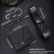 男士钱包+男士皮带四件套，日常搭配使用，父亲节礼物，时尚商务百搭男士钱包，适合作为节日礼物，如圣诞节、情人节、生日（不含礼盒） - 黑色 - 查看 8