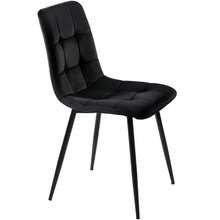 Dining Chair (4 Pcs), Black, Set Of 4 Upholstered Designer Chairs With Backrest, Velvet Seat, Metal Frame - Black - View 8