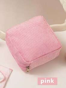 1个灯芯绒卫生巾收纳袋 - 便携式，带拉链，非常适合旅行和日常使用，旅行必备包，大容量可装卫生巾、护垫和卫生棉条 - 彩色 - 查看 14