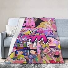 JEM & The Holograms Vintage 1980s Retro Music Theme Super Soft Fleece Throw Blanket - Colorful Pop Art Design, Lightweight & Cozy For Home, Office, Travel, Gift For Fans Of Classic Animation, Travel Blanket | Pop Art Blanket | Polyester Blanket - 彩色 - 查看 2