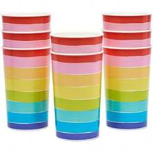 American Greetings Rainbow Party Supplies, platos de postre (36 unidades)(Vasos de plástico reutilizables de 22 onzas) - Multicolor - Ver 2