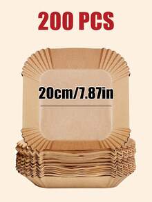 200/100 Stück 16cm/20cm Einweg-Luftfritteuse-Liner, quadratische Luftfritteuse-Backpapier-Blätter, passend für Frittierkörbe, Backbleche, Öfen, Kochutensilien, Küchenartikel, Küchenhelfer 200/150/100/50/1 Stück
