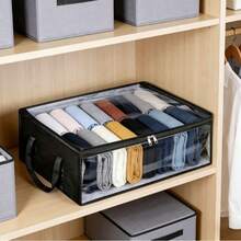 Hộp đựng quần áo gấp gọn, hộp đựng đồ gia dụng chống bụi, hộp đựng đồ bền chắc, dung tích lớn, chất liệu vải dày, dễ mang theo và dùng cho hành lý | Túi đựng quần áo và khăn trải giường hình chữ nhật có khóa kéo, lý tưởng cho gia đình và du lịch, vật dụng cần thiết khi chuyển nhà, thiết kế cổ điển, tay cầm chắc chắn, túi đựng quần áo dưới gầm giường, túi đựng đồ, túi sắp xếp quần áo, túi đựng đồ du lịch. - màu đen - Xem 3