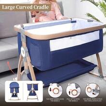 3 In 1 Baby Bassinet Bassinet Co Sleeper For Baby Bassinet With Wheels And Storage Basket And Mosquito Net Height Adjustable Baby Bed Portable Bassinet For Newborn/Infant - Blue - View 3
