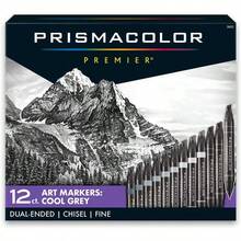 Prismacolor Premier - Marcadores artísticos de doble extremo, punta fina y cincel, color gris frío, para adultos, paquete de 12 - Gris frío - Ver 7