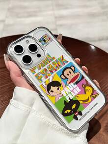 官方授权 Paul Frank 透明太空主题手机壳，全方位防震保护，带摄像头保护盖，猫、猴子、兔子、长颈鹿、字母、音乐播放器图案，全新设计，兼容 13/14/15/16/17 Pro Max - 彩色 - 查看 5