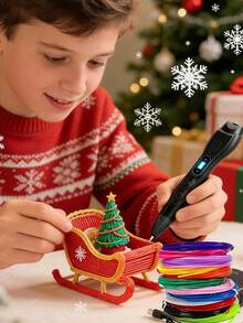 MXLX 豪华套装3D打印笔，带液晶显示屏，防堵塞，操作简便，1.75mm PLA耗材，专业DIY手工制作，适合作为生日、圣诞节、万圣节、感恩节礼物 - 黑色 - 查看 6