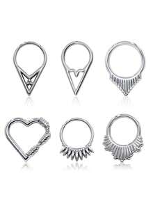 New Titanium Nose Ring Waterdrop Heart F136 Titanium Classic Hinged Segment Nose Hoop Septum Clicker Piercing Lip Ear Cartilage Helix Body Piercing Jewelry