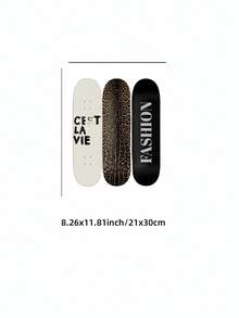 1pc Frameless Fashion Skateboard Wall Decor, Leopard Print, "C'est La Vie" Text, Modern Street Style Poster, Elegant Wall Decoration, Suitable For Living Room, Bedroom, Dorm, Apartment, Party, Gift, Back To School Season - Multicolor - View 12