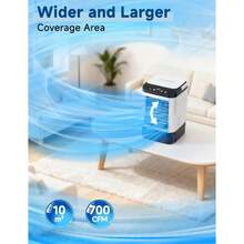 4-IN-1 Portable Air Conditioner 3 Speeds And 2 Spray Modes 900ML Tank Boosting Mode 25dB USB Powered Mini Cooler Humidifier Cooling Fan 7 Night Light Evaporative Air Cooler For Room Home - Snowy - View 7