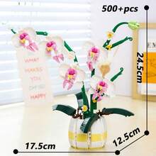 1000+Pcs Pink Orchid Building Block Set, Flexible Petal Joints, DIY Orchid Potted Plant Building Blocks, Adult Building Block Set, Suitable For Home Decor, Office Desk Decor, Display Window Decor, Valentine's Day Gift, Birthday Gift, New Year Gift - Multicolor - View 13