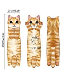 1pc/3pcs Cute Cat & Dog Pattern Hand Towels, Realistic Design, Thickened Hanging Hand Towels Suitable For Kitchen, Bathroom And Washroom - Multicolor - View 14