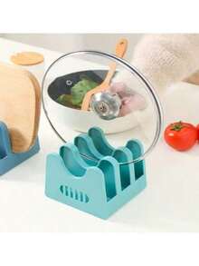 1 pieza Organizador de cocina multifuncional - Soporte para cucharas y utensilios de ABS resistente a la oxidación con bandeja de drenaje, estante para almacenar tapas de ollas - Multicolor - Ver 4