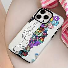Estuche para teléfono con arte de personajes de dibujos animados coloridos Compatible con estuches para teléfonos   17  16 Pro Max  15 Pro Max  13 y  12 Hecho de material TPU a prueba de caídas, resistente al desgaste y cómodo de sostener Un gran regalo para familiares, amigos, seres queridos, novios / novias y para Navidad y Año Nuevo - Blanco - Ver 2