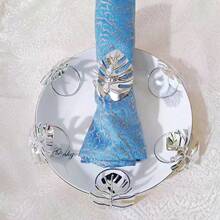 6入組葉子設計餐巾環銀色餐巾扣適用於餐桌 - 銀色 - 查看 3