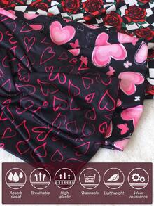 Băng đô bản rộng in hình hoa hồng và trái tim dành cho nữ, thích hợp làm quà tặng ngày Valentine (1 cái/3 cái/5 cái), phụ kiện tóc thời trang đa năng. - Nhiều màu - Xem 8