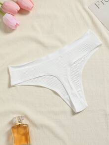 6pcs/Set Ribbed Comfortable Thong G-String T-Back Seamless Panties, Sexy Comfortable Triangle Briefs Women's Underwear - Multicolor - View 9