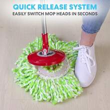 79349 Spin Mop Cleaning System With 3 Microfiber Mop Heads Red/GRAY Red/Black - 紅黑 - 查看 5