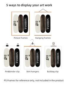 1pc Frameless Fashion Skateboard Wall Decor, Leopard Print, "C'est La Vie" Text, Modern Street Style Poster, Elegant Wall Decoration, Suitable For Living Room, Bedroom, Dorm, Apartment, Party, Gift, Back To School Season - Multicolor - View 6
