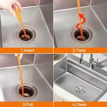 5PCS PP Plastic Sink Drain Clog Remover - Flexible Hair Catcher & Drain Cleaner, Unclogging Tool For Bathroom Sink, Bathtub, Shower & Kitchen - 橘色 - 查看 7