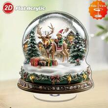 2D FLAT NOT 3D,Christmas Tree Snow Globe Acrylic Ornament - Perfect For Tabletop Decor, Ideal For Christmas, Winter, Thanksgiving & Birthdays - Versatile For Parties, Living Room, Bedroom, Porch, Christmas Decor, For Winter - Multicolor - View 8