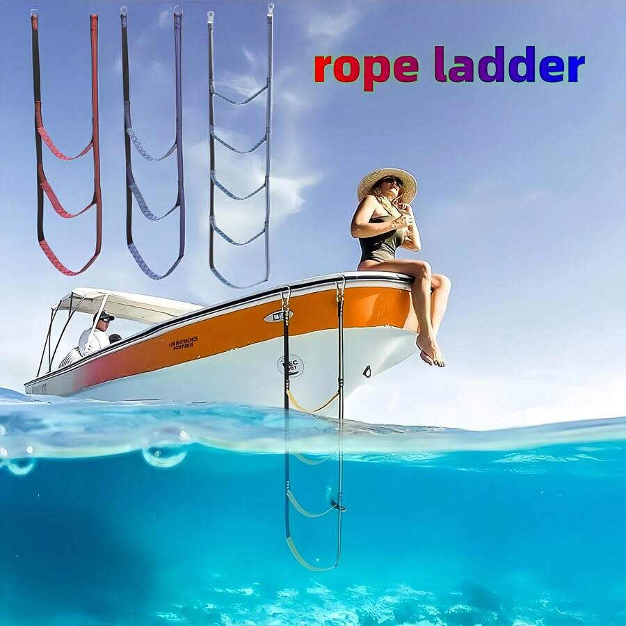 Boat Rope Ladder, Easy Boarding, Inflatable Boat Boarding Soft Ladder, Foldable Hanging Ladder For Yacht, Dinghy, Inflatable Boat, Available In Multiple Colors And Sizes