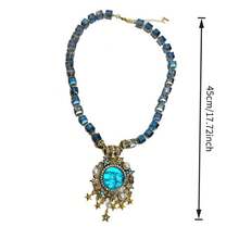 1PC New Exquisite Luxurious Retro Moon Star Beaded Unique Design Women's Collarbone Chain Jewelry - 睡夢天使項鍊Z-2896 - 查看 4