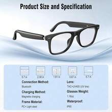 AI Translation Smart Glasses With Chat GPT For Men And Women, Bluetooth Sunglasses With Translator 164 Languages , Music Playback & Hands-Free Calls, UV & Blue Light Protection Christmas Gifts Will Not Change Color - 黑色 - 查看 8