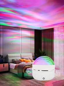 1个LED投影灯，多种颜色图案，遥控器，星空投影仪，卧室夜灯投影仪，水波投影仪，星空投影仪，家庭影院，天花板投影仪，圣诞装饰礼物，情人节礼物，露营，婚礼装饰，浪漫夜灯 - 彩色 - 查看 6