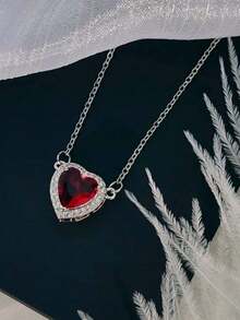 1 Set Stainless Steel Heart Pendant Necklace, Fashionable Jewelry Set, Versatile Minimalist Design, Gift Accessory