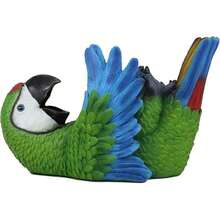 Tropical Rio Rainforest Scarlet Macaw Parrot Wine Bottle Holder Caddy Figurine 10.25" Long Kitchen Dining Party Hosting Decor Statue Of South American Evergreen Forest Birds - Multicolor - View 1