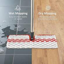 Microfiber Dust Mop Set For Floor Cleaning, Flat Mop For Wet &Amp; Dry To Clean Washable Flip Mops Pad For Ocedar Hardwood Floor 'N More 3-Action Mop, Adjustable 58" Mops Handle &Amp; 2 Reusable Refill &Amp; Base - 紅灰色 Promist Max 拖把 - 查看 4