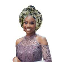 1件装时尚非洲自动头巾尼日利亚女士头巾成品婚礼头巾 - 彩色 - 查看 13